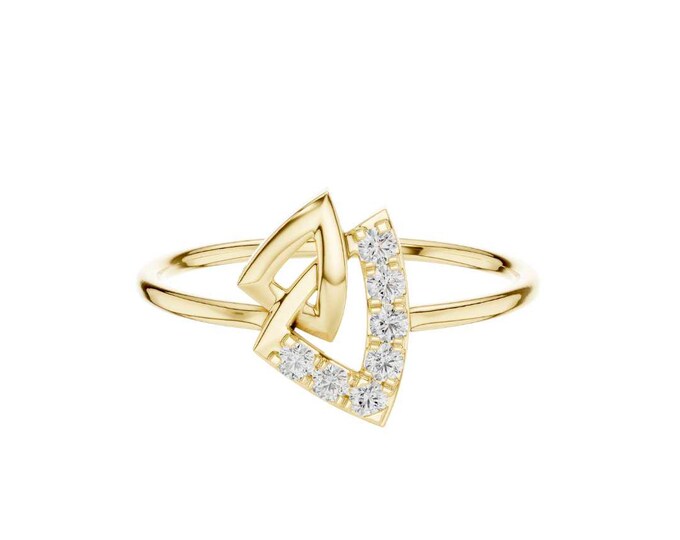Stylish Geometric Diamond Ring Dainty Interlocking Triangle Shaped Ring Minimalist Promise Ring Unique Anniversary Ring Modern Ring Jewelry