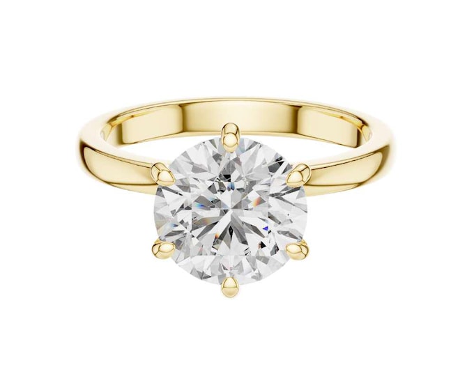 Sparkling Solitaire Wedding Ring Round Cut Moissanite Diamond Classic Six Prong Setting Minimalist Proposal Ring Timeless Fine Jewelry
