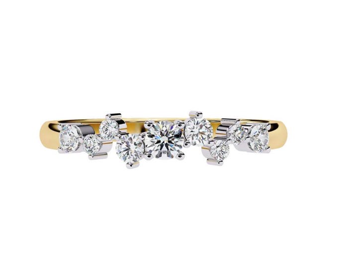 Gold Moissanite Leaf Vine Engagement Ring Dainty Nature Inspired Band with Sustainable Round Brilliant Stones Unique Bridal Jewelry Gift