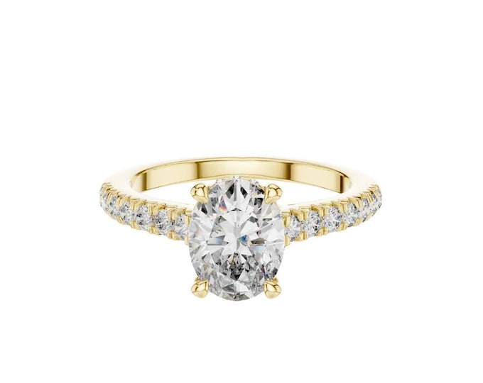 Minimalist Gold Oval Diamond Solitaire Engagement Ring Wedding Band Bridal Jewelry Luxury Gift for Her Anniversary Promise Ring