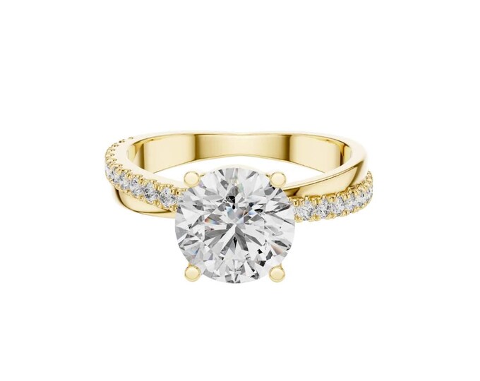 Twisted Pave Band Moissanite Engagement Ring Sterling Silver Bridal Jewelry Elegant Halo Design Timeless Engagement and Wedding Ring