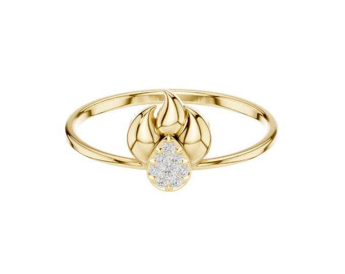 Teardrop Lotus Ring Gold Diamond Lotus Flower Ring Minimalist Spiritual Jewelry Dainty Promise Rin Sacred Symbol Ring for Her Boho Chic Gift