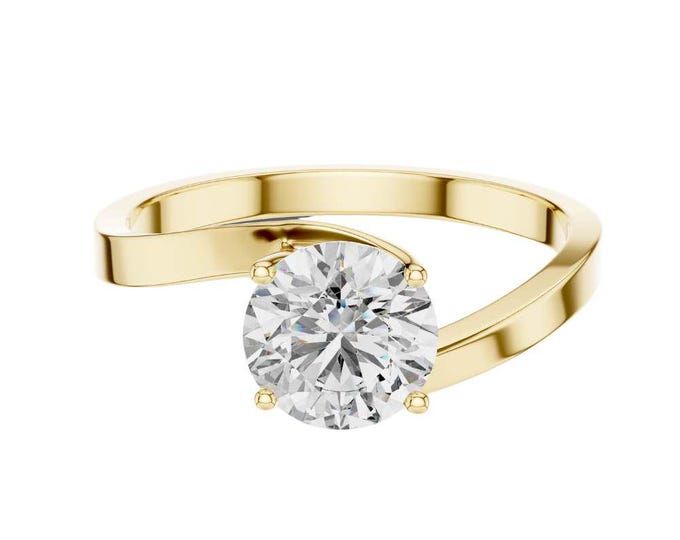 Brilliant Moissanite Solitaire Ring Round Cut 1 Carat Gold Promise Ring Unique Twisted Band Minimalist Wedding Ring Dainty Jewelry Gift