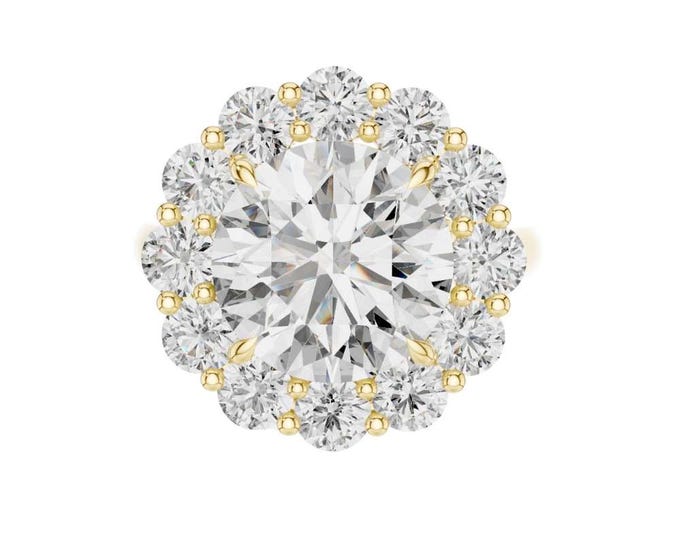 6.586 CT Round Cut Moissanite Halo Cluster Ring Vintage Inspired Statement Engagement Ring Bridal Anniversary Jewelry gift for her