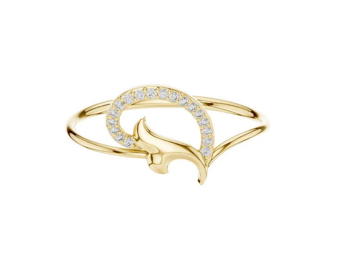 Elegant Round Moissanite Dolphin Ring with Sparkling Diamond Accents Unique Animal Inspired Jewelry Gift Minimalist Surprise For Her