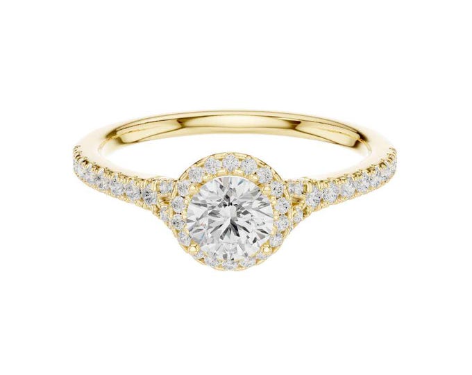 Latest Halo Wedding Ring with Round Cut Moissanite Diamond Dainty Pave Band Classic Solitaire Ring Minimalist Bridal Ring Promise Ring Gift