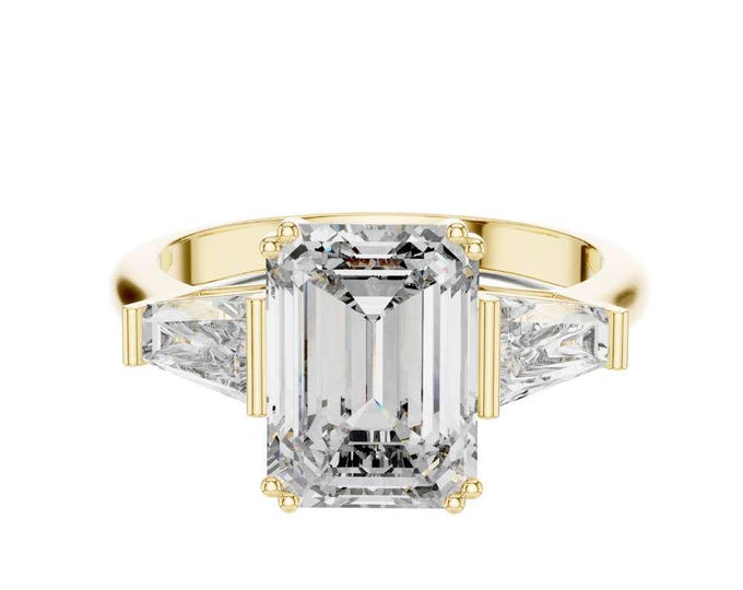 Stunning Princess Cut Diamond Anniversary Ring with Baguette Side Stones in Elegant Gold Silver Rose Gold A Sophisticated Statement of Love
