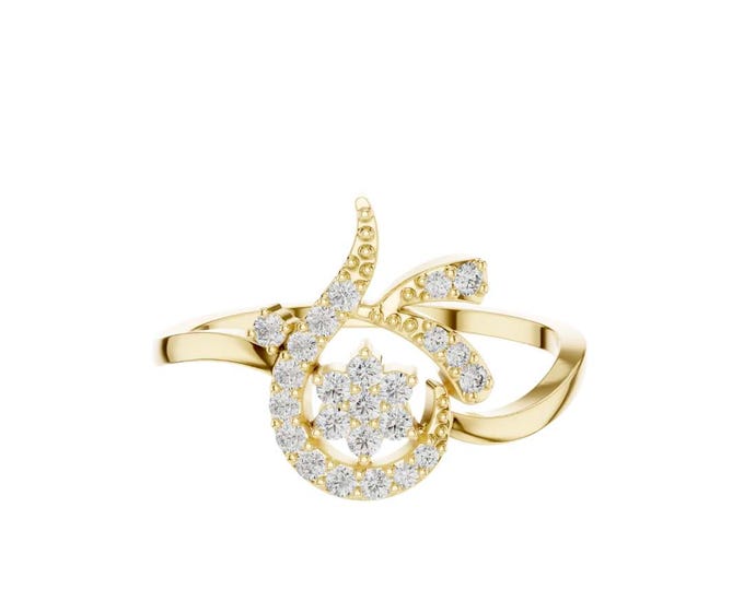 Shiny Moissanite Diamond Floral Ring Unique Cluster Flower Ring Unique Nature Inspired Jewelry Dainty Promise Ring Elegant Anniversary Gift