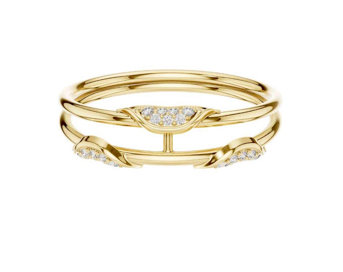 Minimalist Round Moissanite Double Band Ring with Accents Dainty 14K Gold Plated Stacking Ring Delicate Wedding Geometric Ring for Her