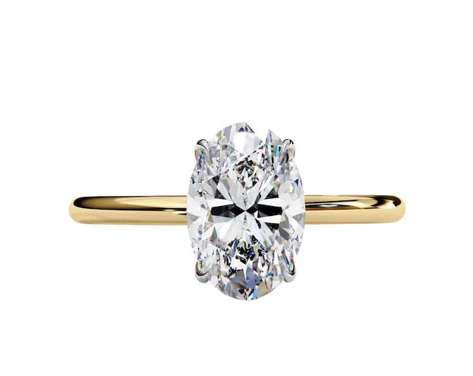 Oval Cut 1.20 TCW Moissanite Solitaire Ring Minimalist Oval Ring Dainty Gold Wedding Band Promise Ring Classic Modern Bridal Jewelry