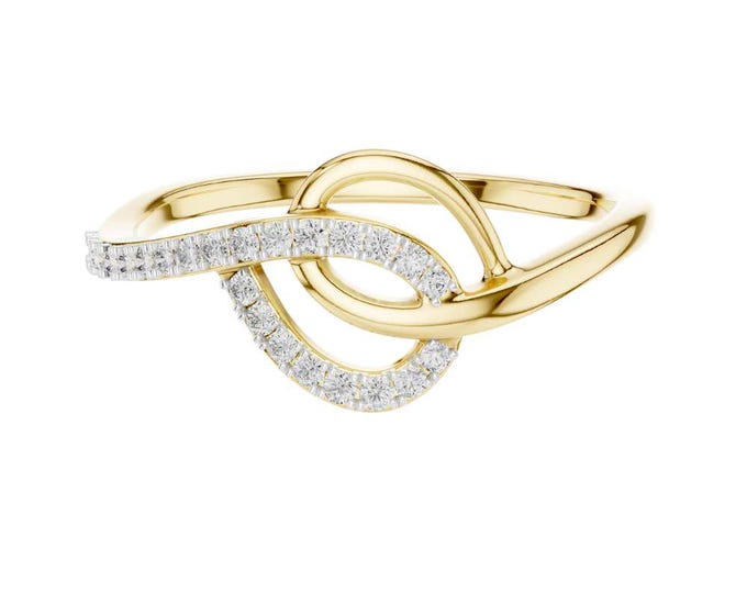 Elegant 14K Yellow Gold Diamond Ring for Women Modern Intertwined Loop Design with Pave-Set Sparkling Diamonds  Everyday Glamour
