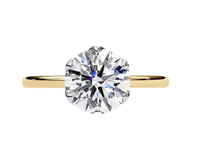 Handmade 14K Yellow Gold Moissanite Engagement Ring: Minimalist Solitaire
