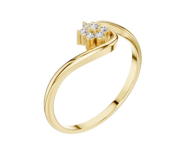 Classy Round Moissanite Diamond Cluster Ring Floral Twist Band Engagement Ring Minimalist Promise Ring Elegant Dainty Jewelry Gift for Her