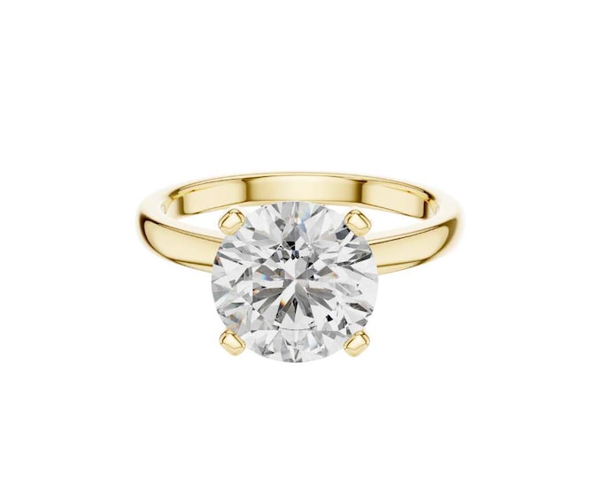 Classic Round Cut Diamond Engagement Ring in Gold & Silver luxurious timeless piece Solitaire Bridal Jewelry Anniversary ring