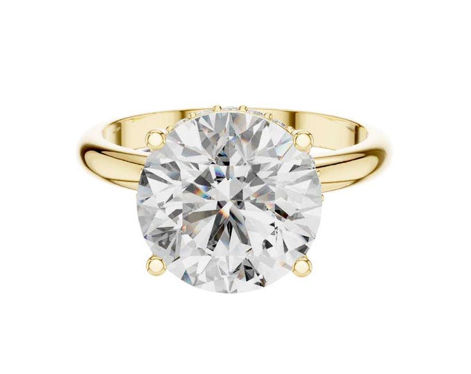 Perfect Round Moissanite Solitaire Engagement Ring Classic Moissanite Ring Simple Elegant Gold Ring Unique Bridal Jewelry Gift for Her