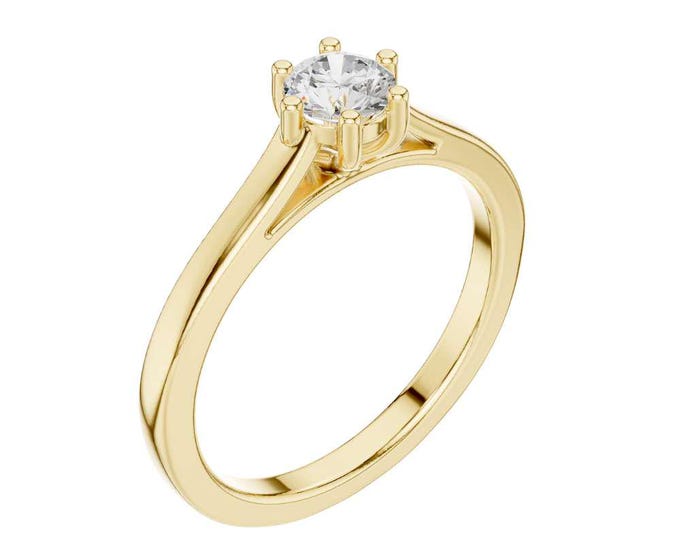 Elegant Solitaire Moissanite Engagement Ring Classic Gold Round Cut Ring Minimalist Promise Ring Dainty Gold Bridal Jewelry Gift for Her