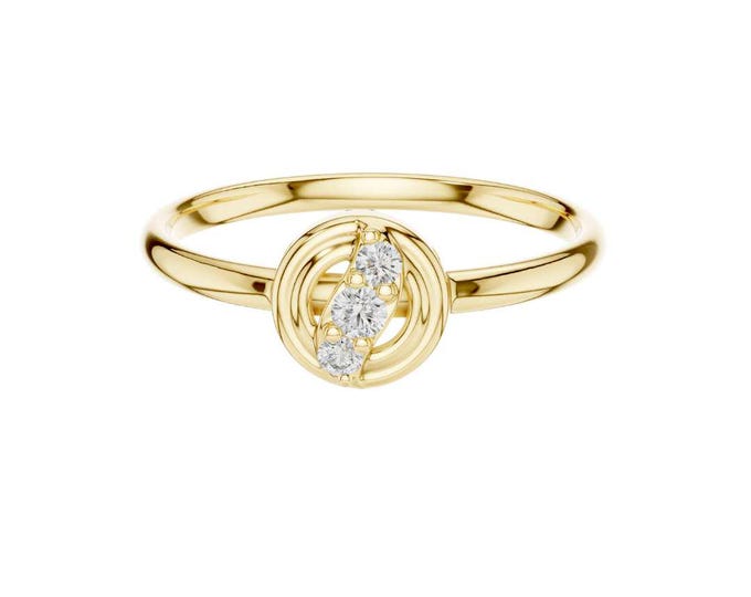 Gold Knot Ring with Diamonds Dainty 14k Gold Promise Ring Twisted Circle Ring with 3 Diamonds  Minimalist Gold Engagement Ring Gift for Her
