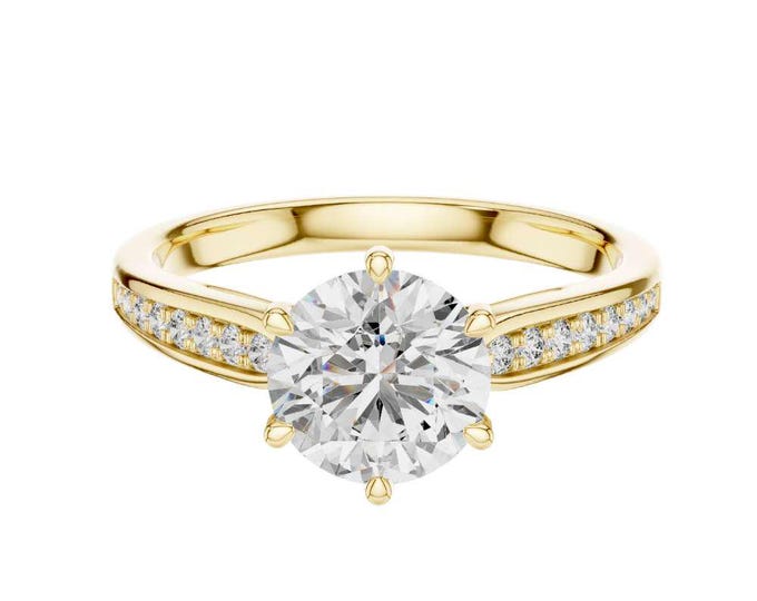 Marvelous Solitaire Engagement Ring Round Cut Diamond Ring in Gold Rosegold Silver Classic Bridal Gift Ring Minimalist Proposal Ring