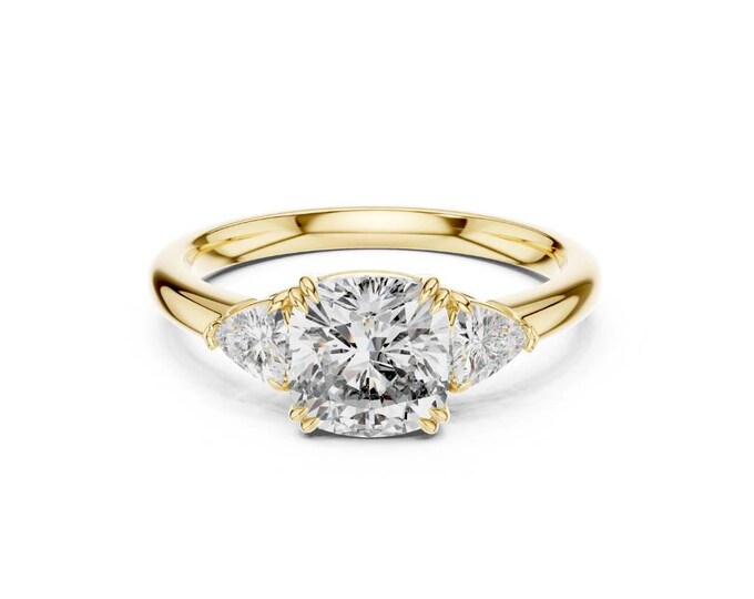 Premium Three Stone Moissanite Engagement Ring Gold Band Timeless Trilogy Design Elegant Bridal Jewelry Gift for Her