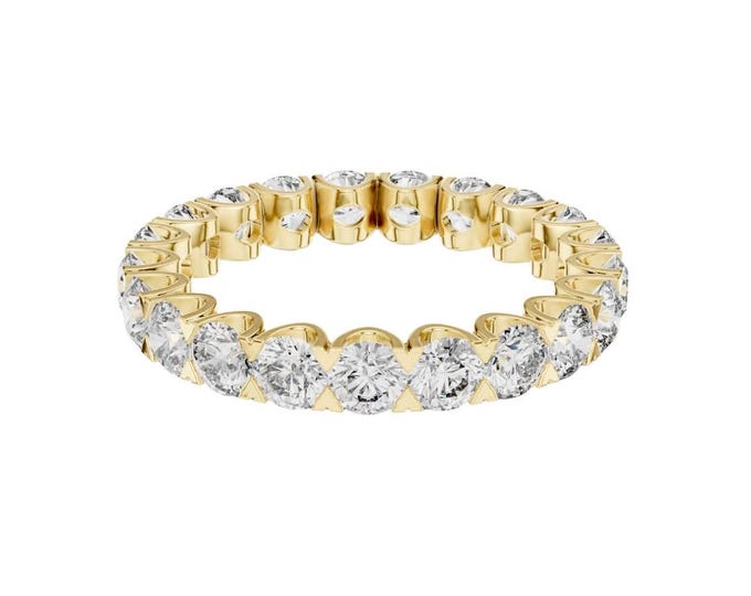 Affordable Round Brilliant Cut Moissanite Eternity Band in Gold Elegant Classic Wedding Ring Anniversary Band Luxury Bridal Jewelry Gift