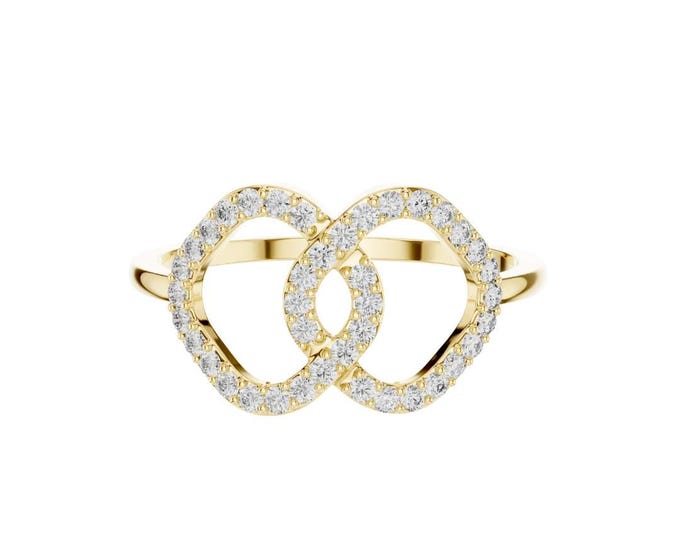 Trendy Stylish Interlocking Circles Ring Dainty Infinity Ring Unique Linked Loop Bridalset Ring Minimalist Promise Jewelry Gift for Her