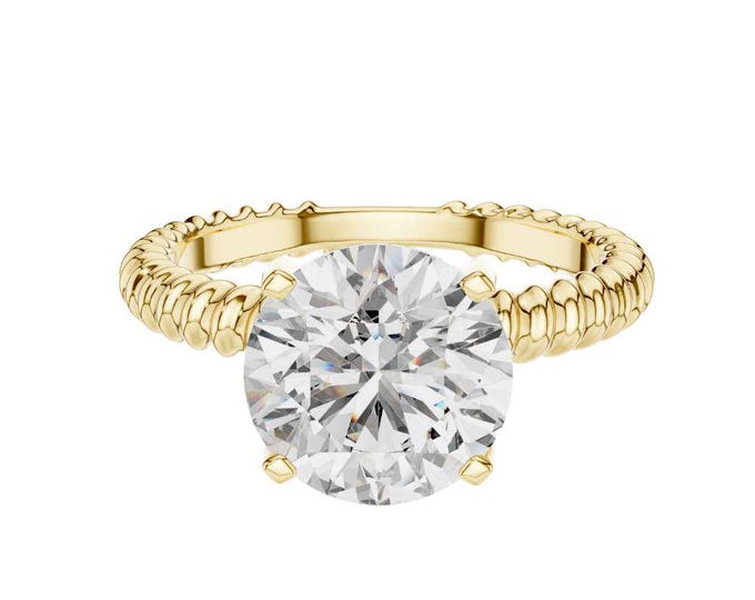 Luxury Gold Moissanite Ring with 2.8 TCW Round Brilliant Cut Diamond Solitaire Wedding Ring Sparkling Promise Ring Custom Jewelry Gift