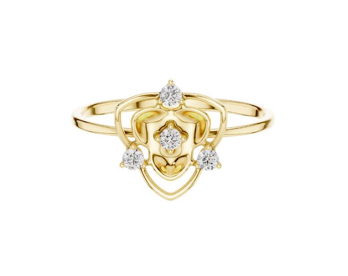 Round Moissanite Diamond Ring Unique Geometric Vintage Inspired Ring Dainty Promise Ring Art Deco Style Jewelry Elegant Gift for Her