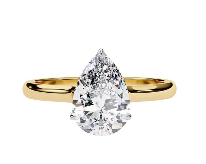 Sparkling Pear Shaped Diamond Solitaire Ring Teardrop Minimalist Bridal Jewelry Classic Elegant Wedding Ring Gift for Beautiful Women