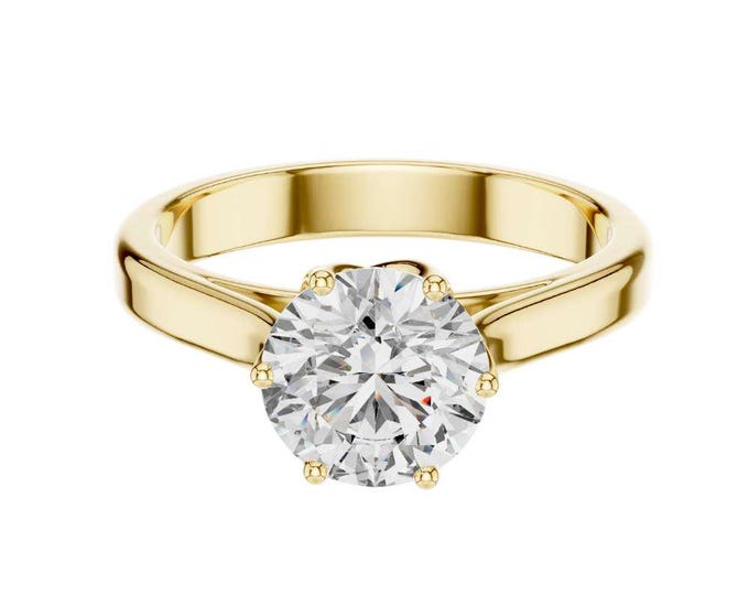Fantastic Solitaire Anniversary Ring Round Cut Diamond Ring in Gold Rosegold Silver Classic Bridal Gift Ring Minimalist Proposal Ring