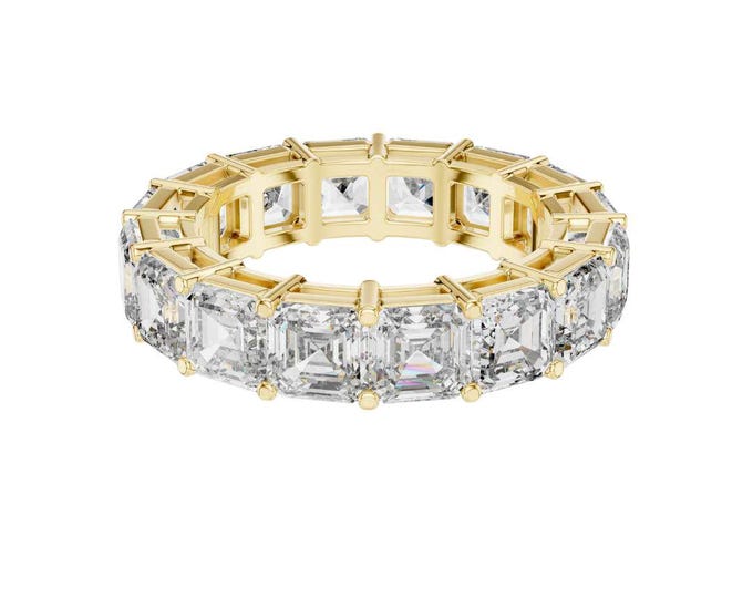 Affordable Emerald Cut Moissanite Eternity Band in Gold Elegant Classic Wedding Ring Anniversary Band Luxury Bridal Jewelry Gift