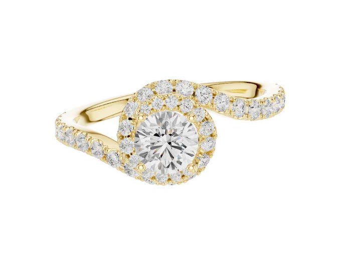 Unique Moissanite Wedding Ring Infinity Twist Halo Ring Round Cut Sparkling Bridal Ring Unique Promise Ring Custom Fine Jewelry for Her