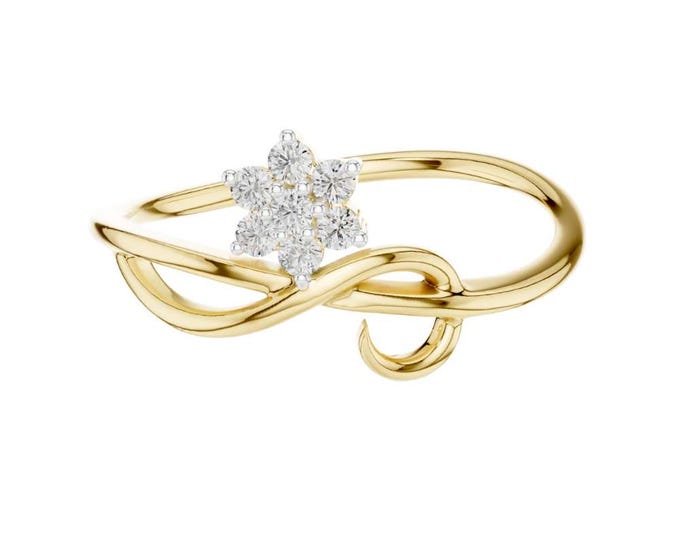 Elegant 18K Gold Floral Diamond Ring with Intricate Vine Design and Cluster Setting Nature-Inspired Fine Jewelry for Women wedding