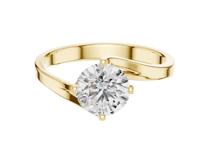 Classic Round Moissanite Solitaire Ring Modern Unique Ring Minimalist Bridal Jewelry Dainty Wedding Ring Ethical Moissanite Proposal Ring