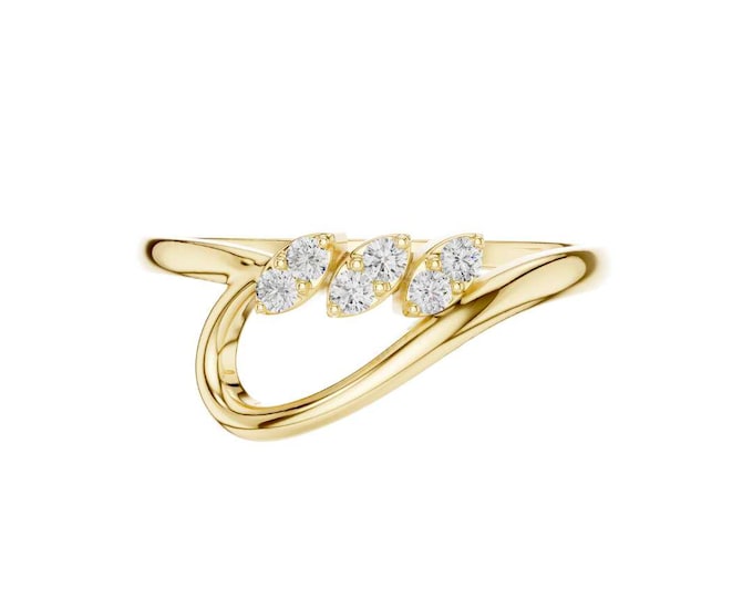 Elegant Three Stone Moissanite Ring Delicate Minimalist Bridal set Ring for Women Adjustable Dainty Jewelry Gift Nature Aesthetic Ring