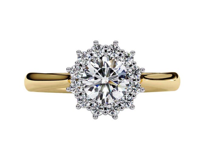 Trendy Round Cut Diamond Halo Ring Classic Cluster Engagement Ring Elegant Vintage Style Bridal Jewelry Unique Anniversary Gift for Women