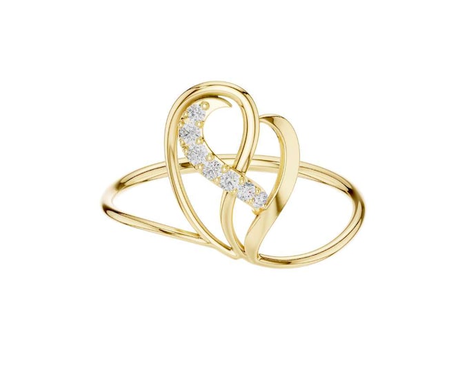 Luxury Moissanute Heart Ring with Diamond Accents Elegant Open Heart Design Dainty Promise Ring Romantic Anniversary Jewelry for Her