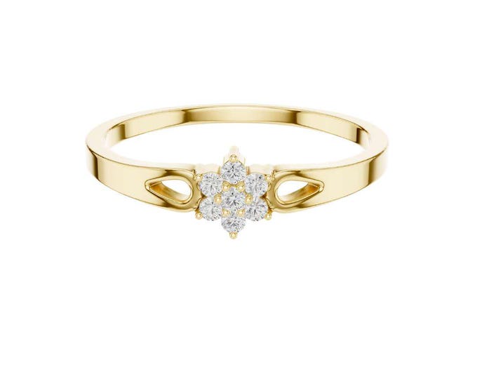 Minimalist Gold Flower Ring Dainty Floral Ring for Women Simple Gold Ring Everyday Jewelry Thin Gold Ring Gift for Her