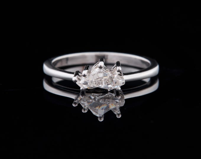 0.75 CT Custom Cut Button Six Prong Moissanite Engagement Ring 14k Solid White Gold Prefect Wedding Anniversary Gift Ring For Her