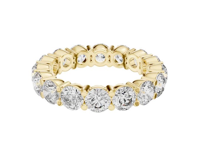 Gold Round Diamond Eternity Band Full Circle Wedding Ring Gift Solid Gold Women Unique Luxury Shining Stones Comfortable Fit Gift for Her