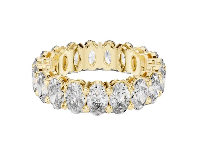 Stylish Oval Cut Moissanite Eternity Band in Gold Classic Anniversary Ring Elegant Bridal Jewelry Wedding Band Gift for Someone Special