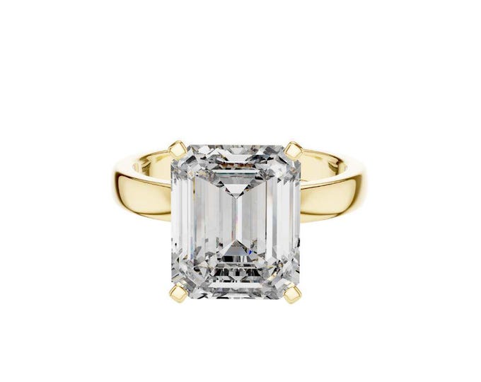 2.00 CT Emerald Cut Diamond Moissanite  Engagement Ring in Gold Elegant Solitaire  with Sparkling for Proposals & Special Celebrations