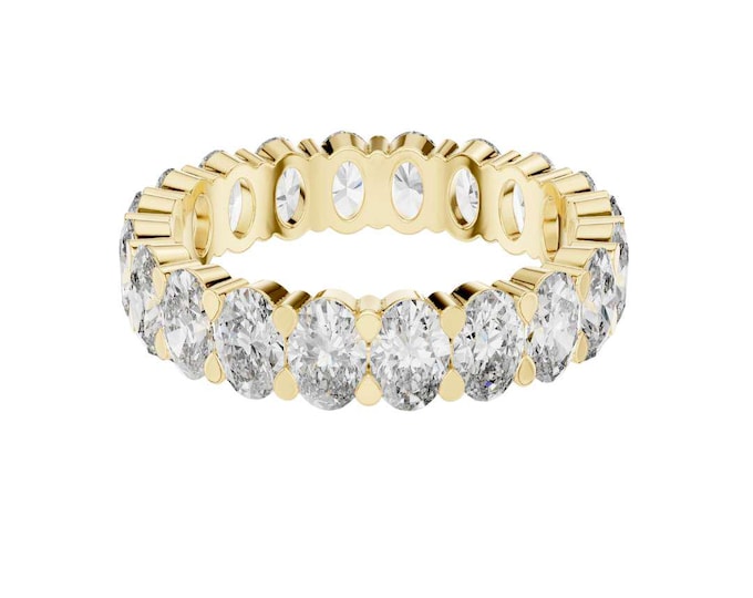 Gold Diamond Oval Cut Moissanite Eternity Band in Gold  Anniversary Ring Elegant Classic Wedding Band Luxury Bridal Jewelry Gift for Her