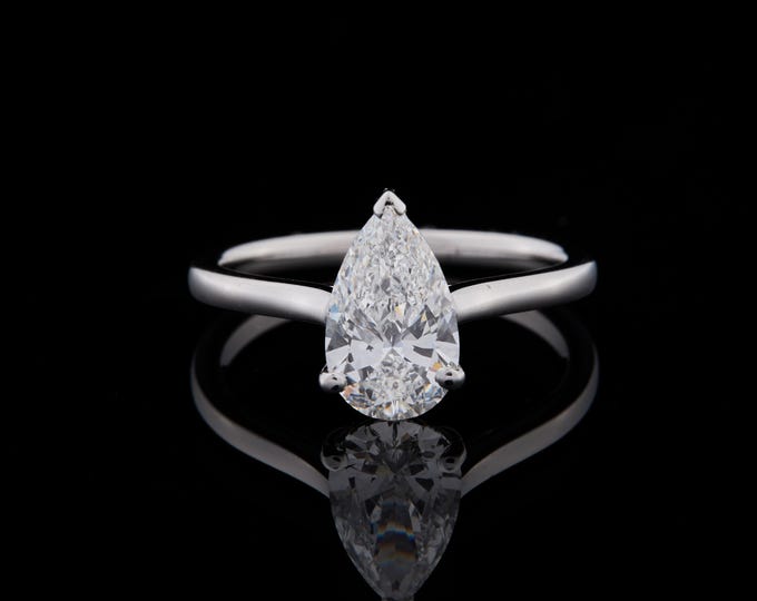2.00 CT Pear Cut Bezel Set Moissanite Engagement Ring 14k Solid Gold Prong Set Perfect Wedding Ring Promise Anniversary Gift Ring