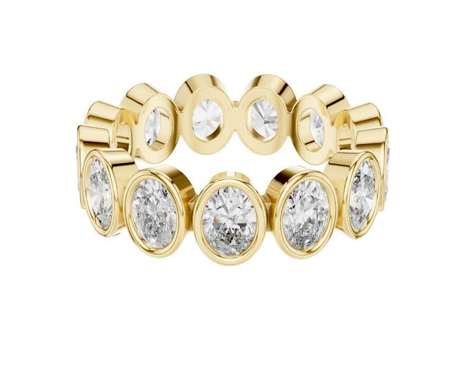 Gold Pear Cut Moissanite Diamond Eternity Band Ring Diamond Full Eternity Wedding Band Classic or Stacking Jewelry for Women