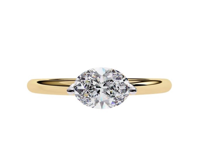 Unique Cut Solitaire Moissanite Engagement Ring in Yellow Gold Elegant Bridal Jewelry Modern Wedding Ring Gift