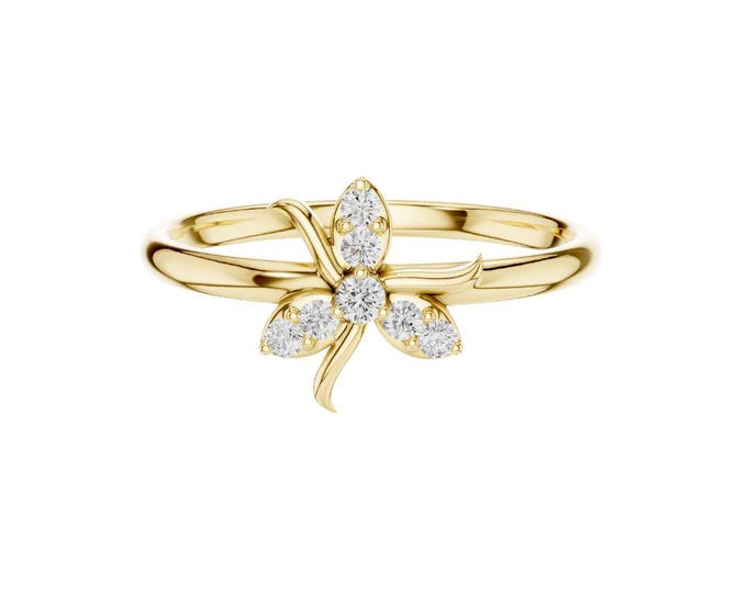 Elegant Yellow Gold Flower Diamond Ring with Sparkling Accents Delicate and Unique Fine Jewelry Perfect for Everyday Wear Special Occasions