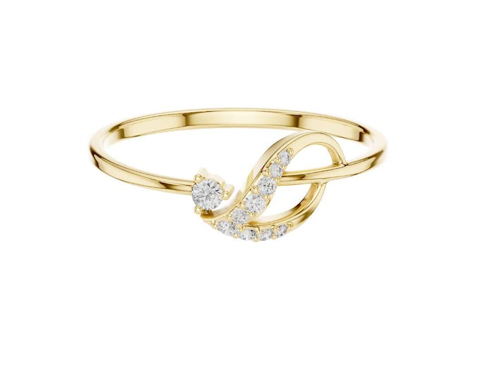 Classic Round Moissanite Infinity Diamond Ring Dainty Twist Band with Sparkling Stones Perfect Gift for Her Beauty of Bridal Ceremony