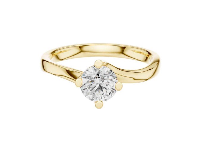 Round Solitaire Moissanite Engagement Ring 14k Yellow Gold Proposal Ring Classic Diamond Ring Dainty Wedding Ring Simple Anniversary Gift