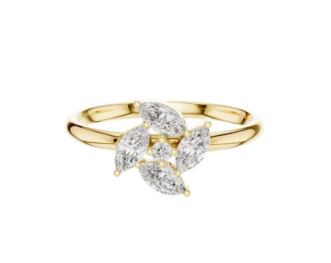 Stunning Marquise Diamond Cluster Ring Elegant Floral Inspired Moissanite Ring Dainty Statement Ring for Women Unique Luxury Gift for Her