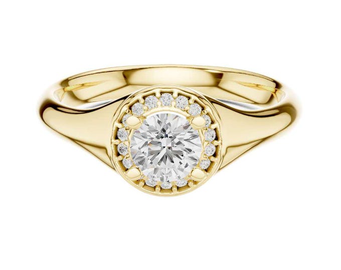 Stylish Bezel Set Moissanite Bridsalset Ring Minimalist Halo Ring Dainty Vintage Inspired Wedding Ring Unique Bridal Jewelry Gift for Her